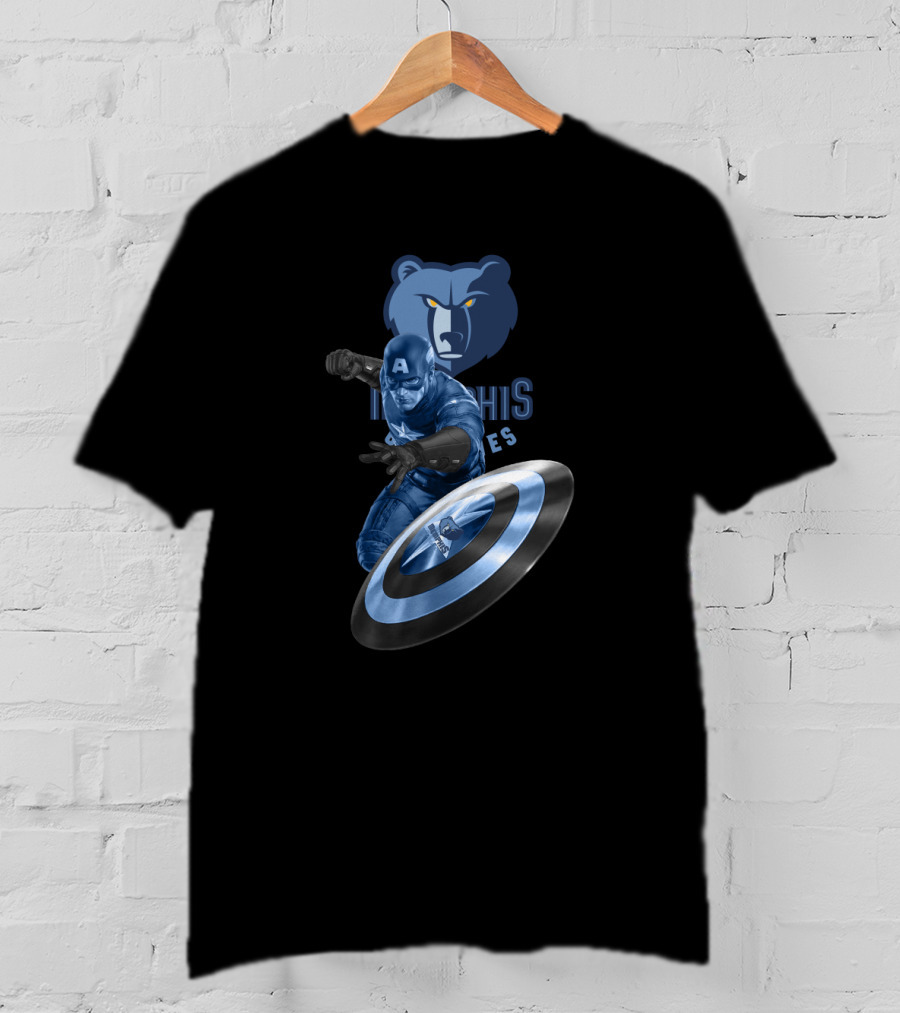 Memphis Grizzlies Captain America Logo Collaboration T-Shirt