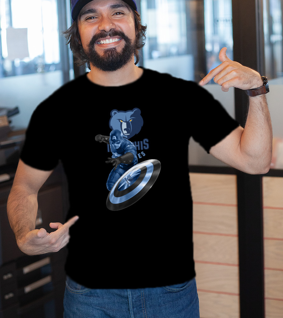 Memphis Grizzlies Captain America Logo Collaboration T-Shirt