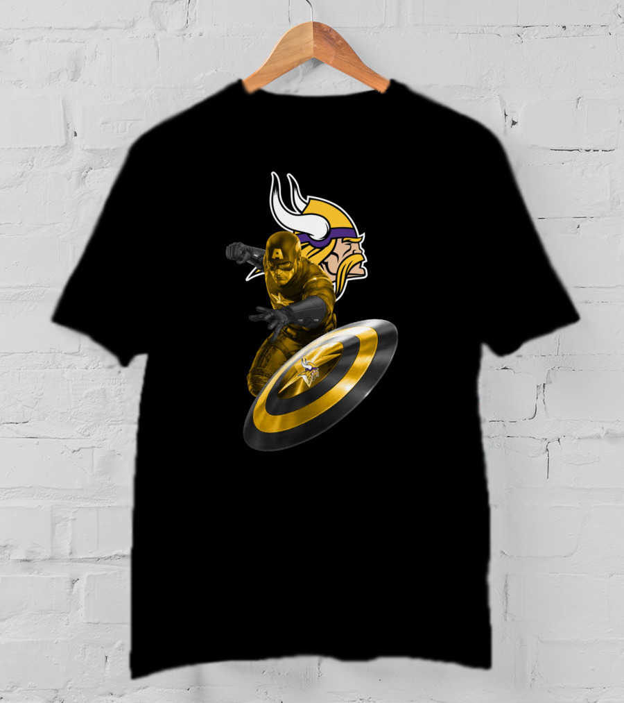Minnesota Vikings Captain America Crossover Shield T-Shirt