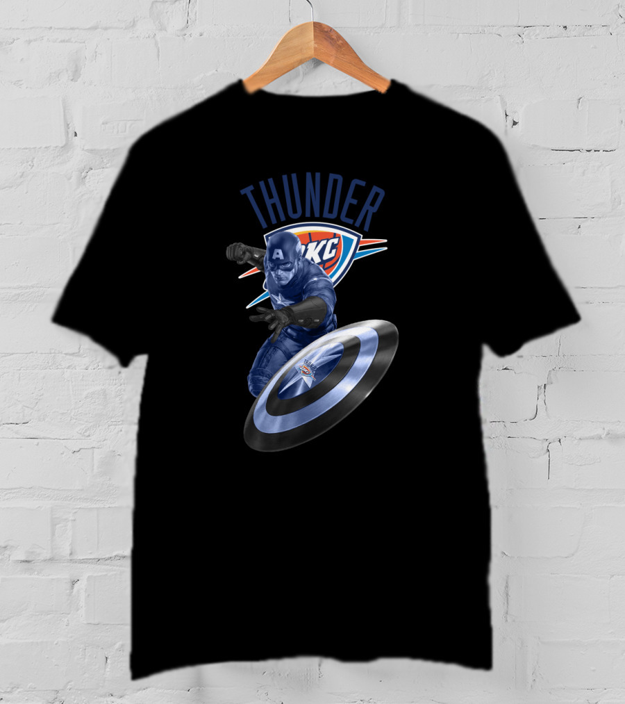 Thunder Okc Captain America Shield Crossover T-Shirt