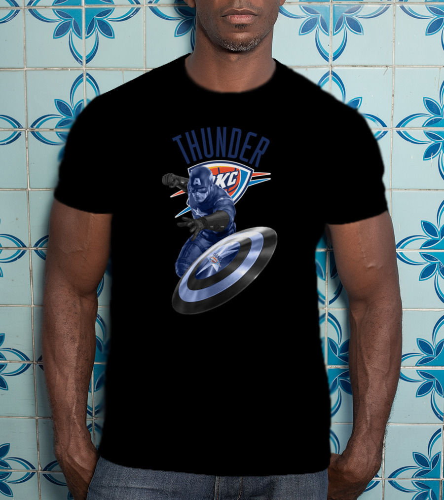 Thunder Okc Captain America Shield Crossover T-Shirt