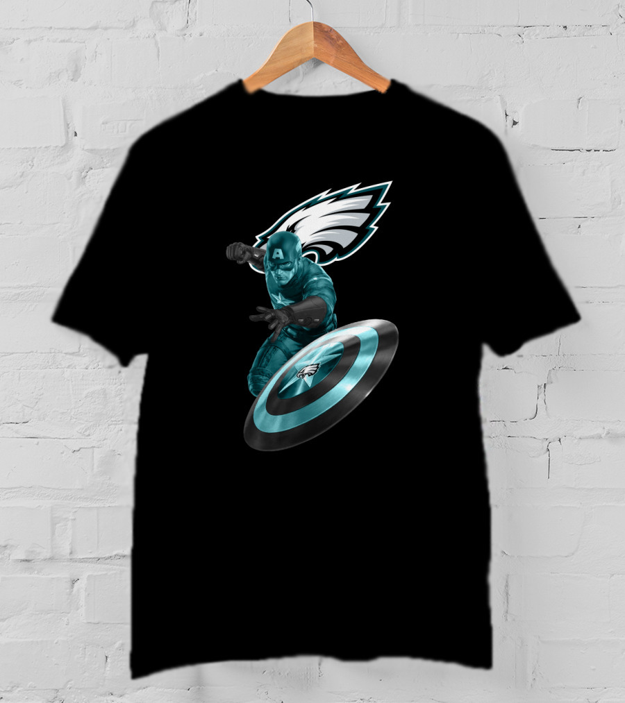 Philadelphia Eagles Captain America Shield Hero T-Shirt
