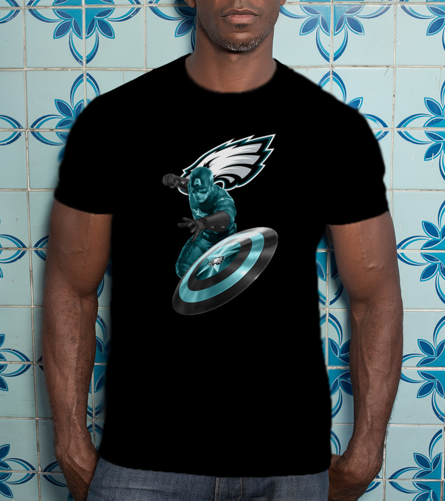 Philadelphia Eagles Captain America Shield Hero T-Shirt