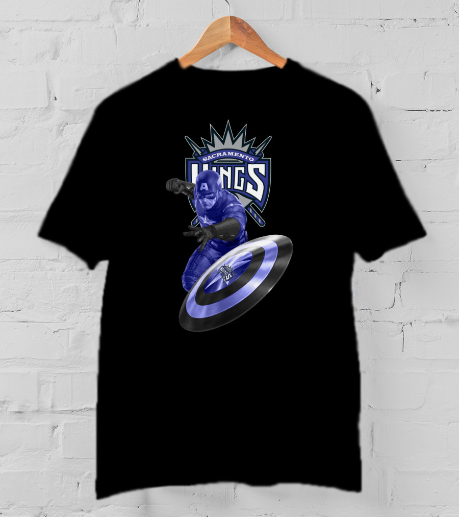 Sacramento Kings Marvel Captain America Shield Crossover T-Shirt