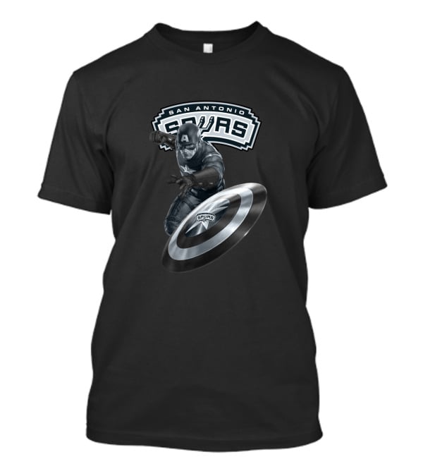 San Antonio Spurs Captain America Shield Logo Crossover T-Shirt