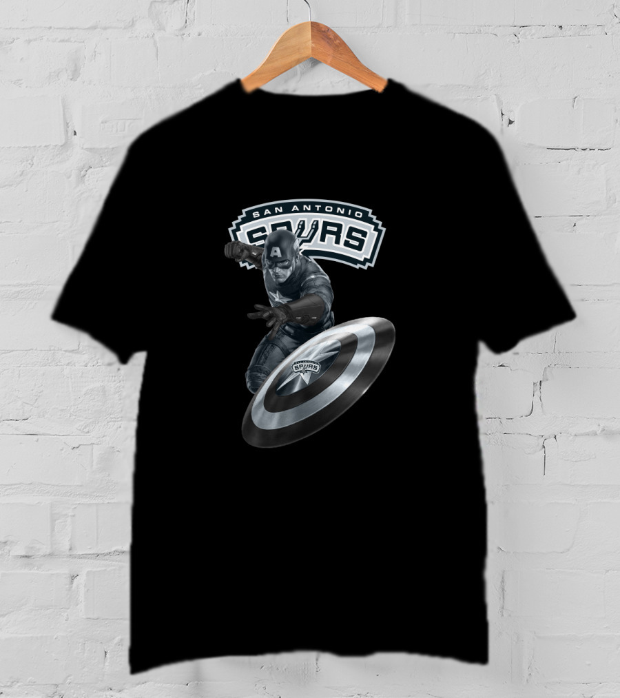 San Antonio Spurs Captain America Shield Logo Crossover T-Shirt