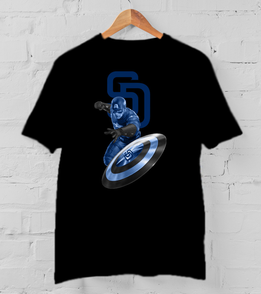 San Diego Padres Captain America Shield Crossover T-Shirt