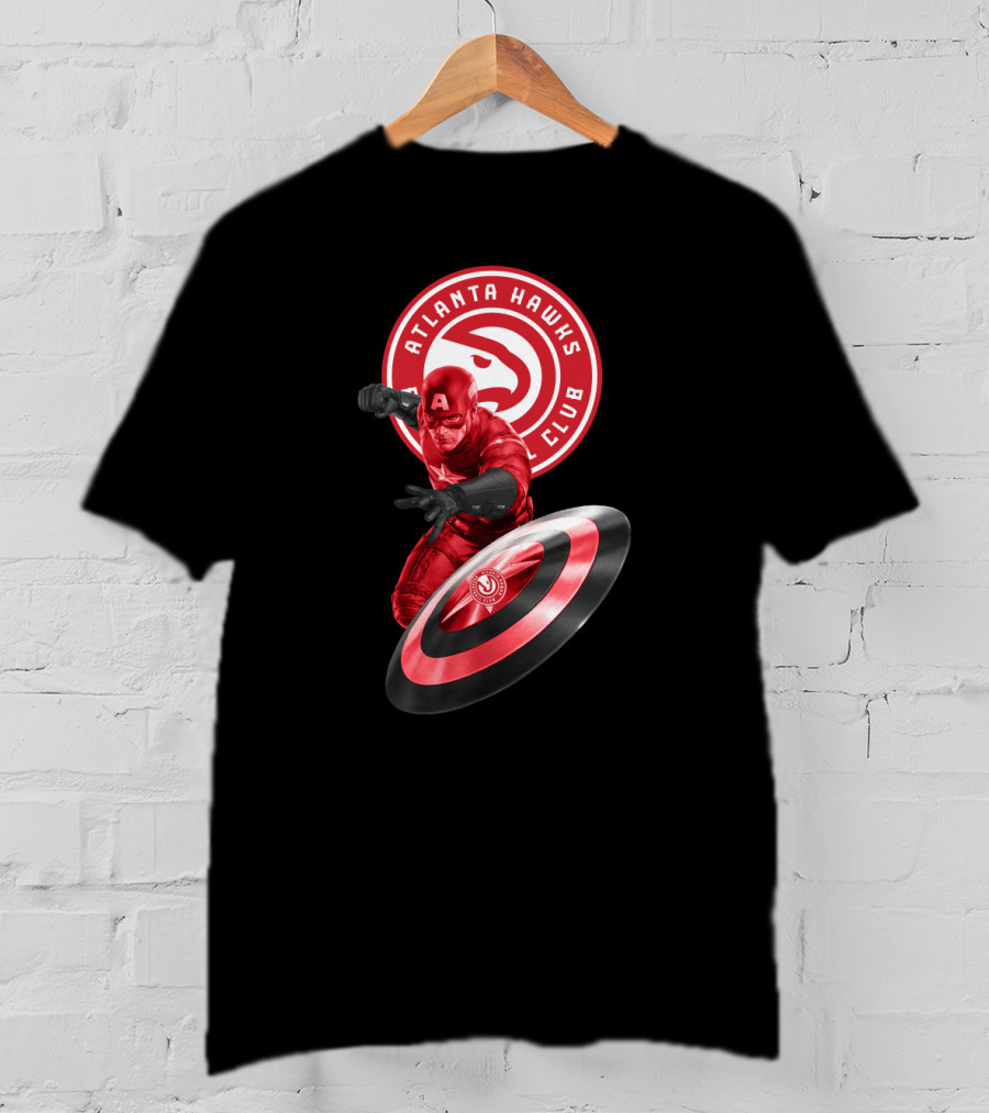 Atlanta Hawks Club Captain America Shield T-Shirt