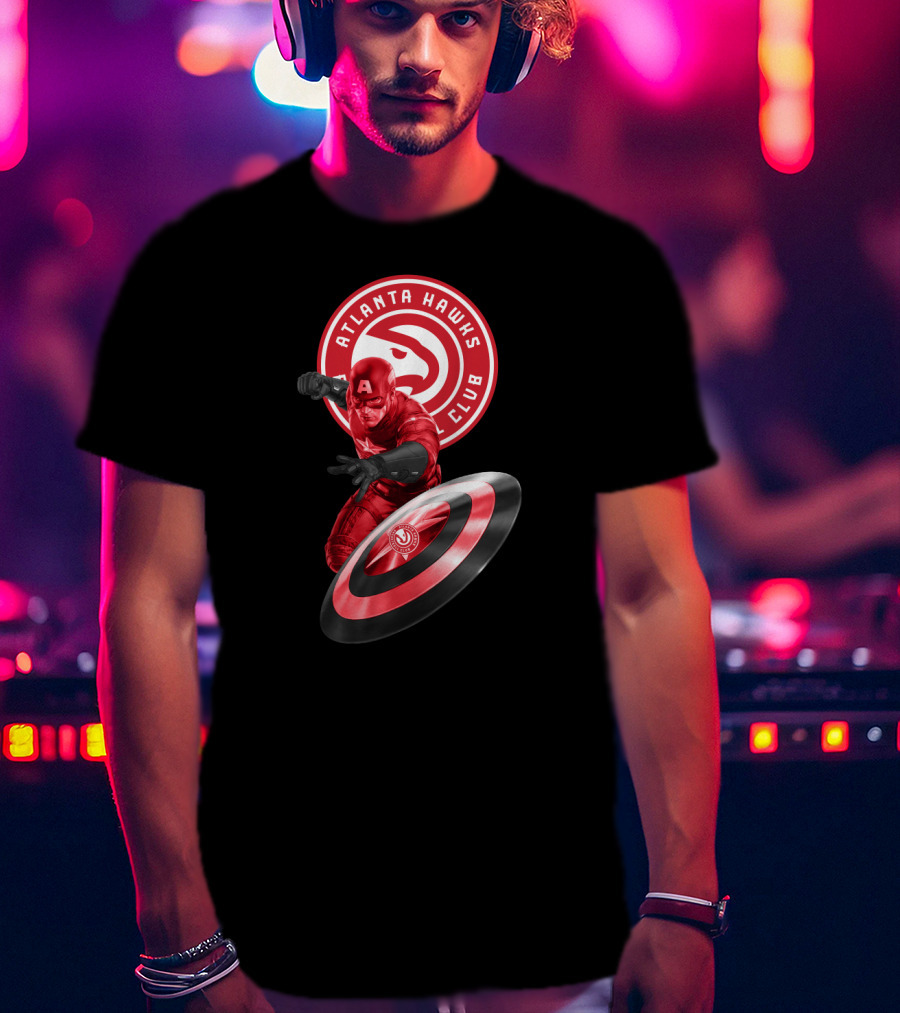 Atlanta Hawks Club Captain America Shield T-Shirt