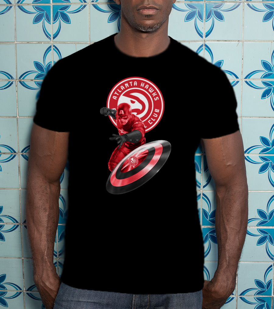 Atlanta Hawks Club Captain America Shield T-Shirt