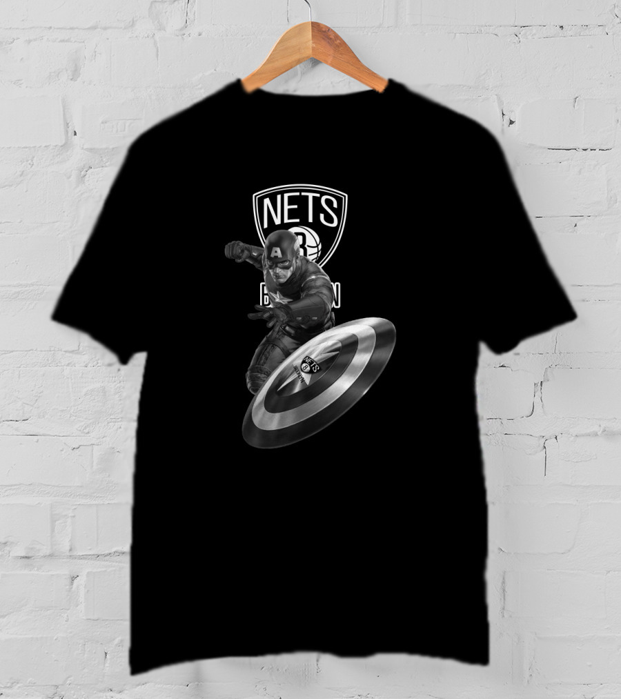 Brooklyn Nets Captain America Shield Crossover Fan Mashup T-Shirt