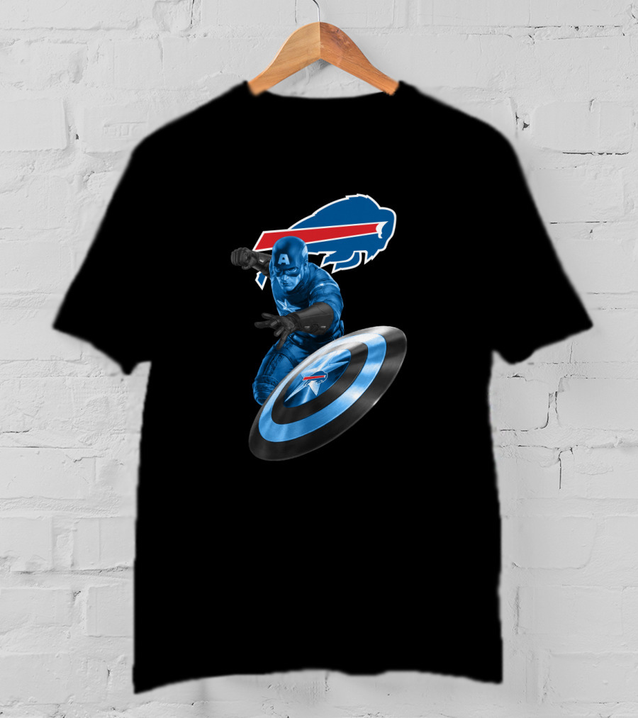 Buffalo Bills Captain America Fans Crossover With Shield T-Shirt