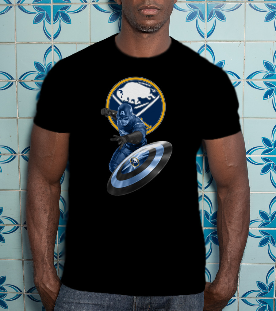 Buffalo Sabres Captain America Mashup Fan Gear Sports Merchandise T-Shirt