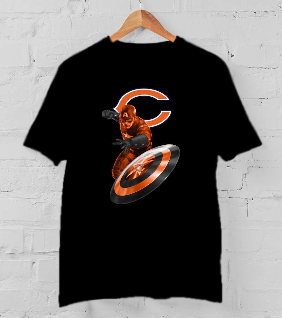 Chicago Bears Captain America Fans With Shield T-Shirt