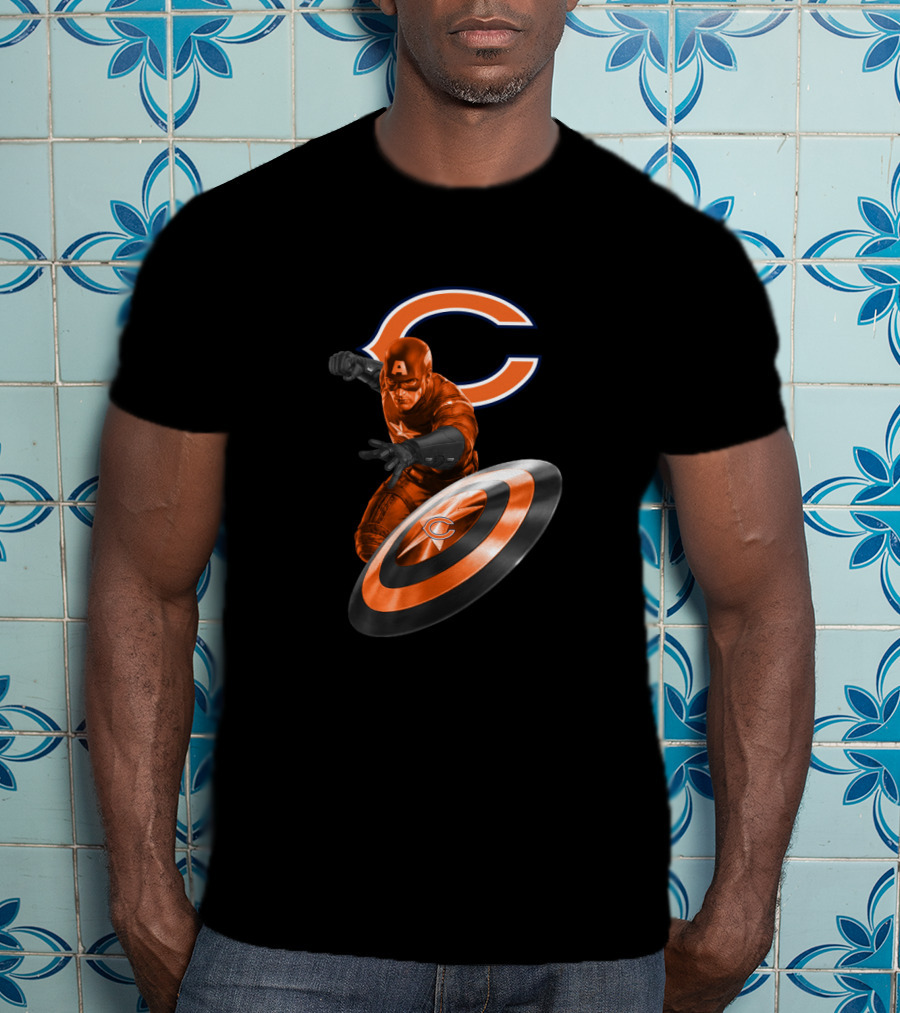 Chicago Bears Captain America Fans With Shield T-Shirt