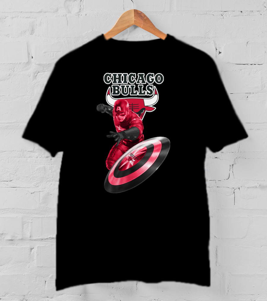 Captain America And Chicago Bulls Crossover Fan Attraction T-Shirt