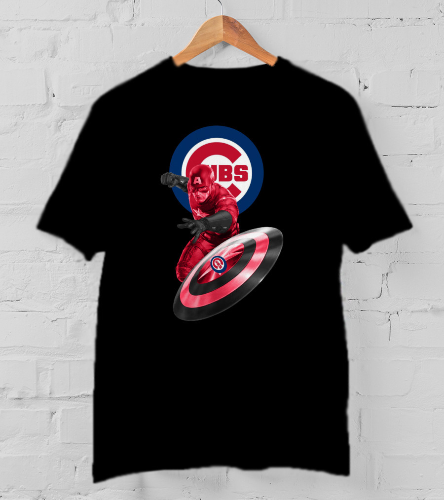 Chicago Cubs And Captain America Fans United With Iconic Shield T-Shirt