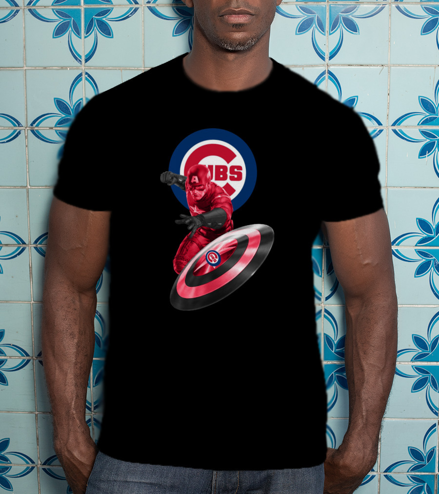 Chicago Cubs And Captain America Fans United With Iconic Shield T-Shirt