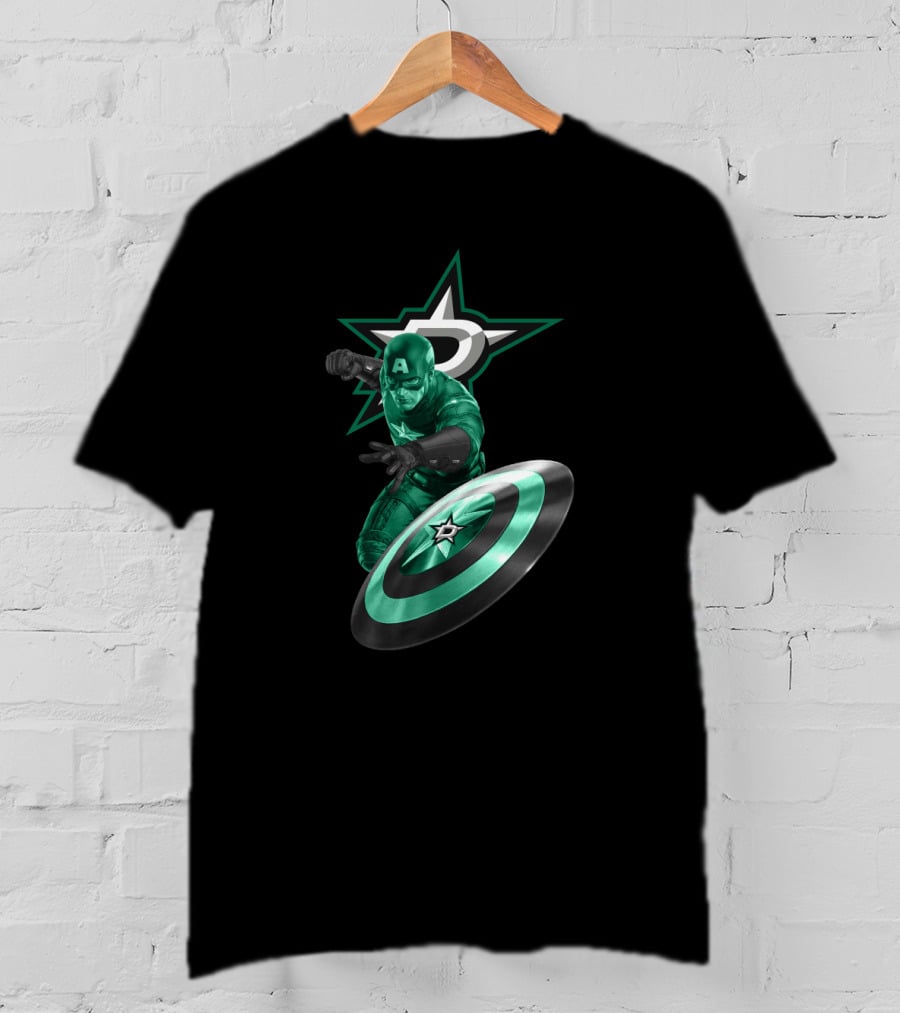 Dallas Stars And Captain America Crossover For Fans T-Shirt