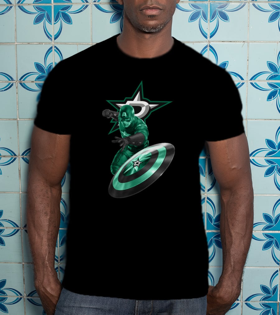 Dallas Stars And Captain America Crossover For Fans T-Shirt
