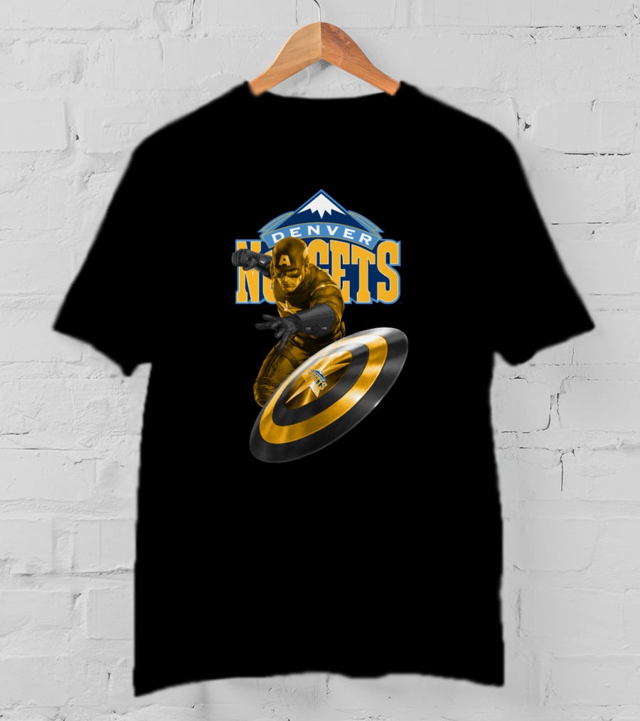 Denver Nuggets Captain America Fan Crossover Hero Action T-Shirt