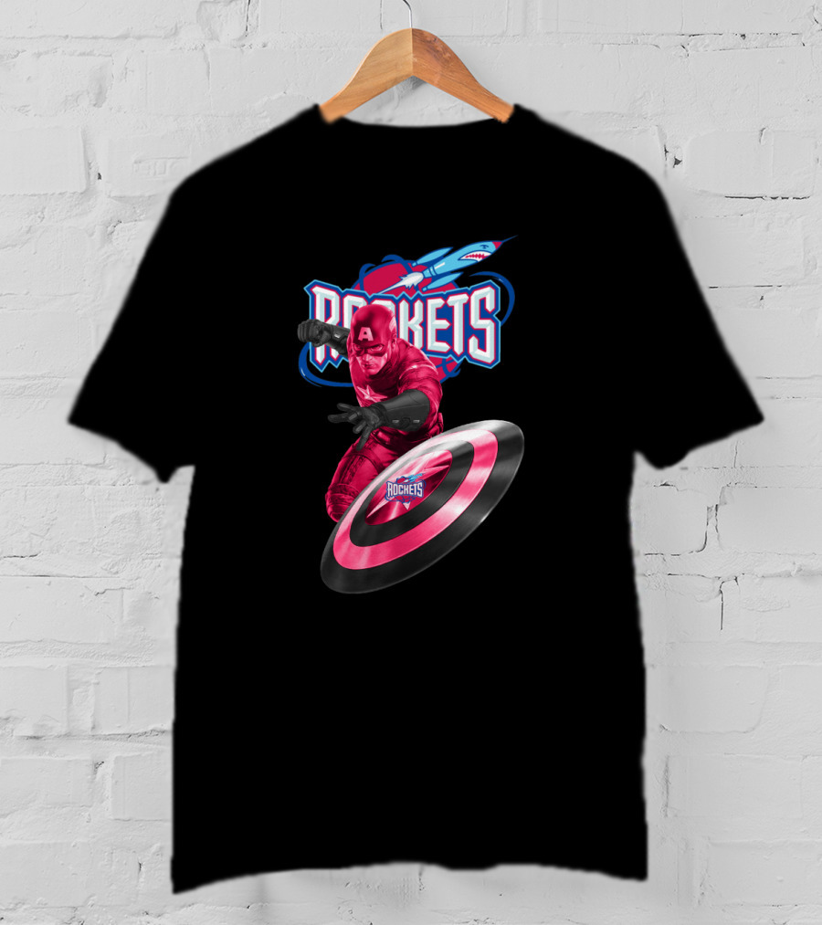 Houston Rockets Captain America Shield Crossover Fan T-Shirt