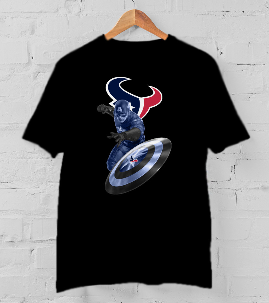 Houston Texans Captain America Shield Crossover Fan T-Shirt