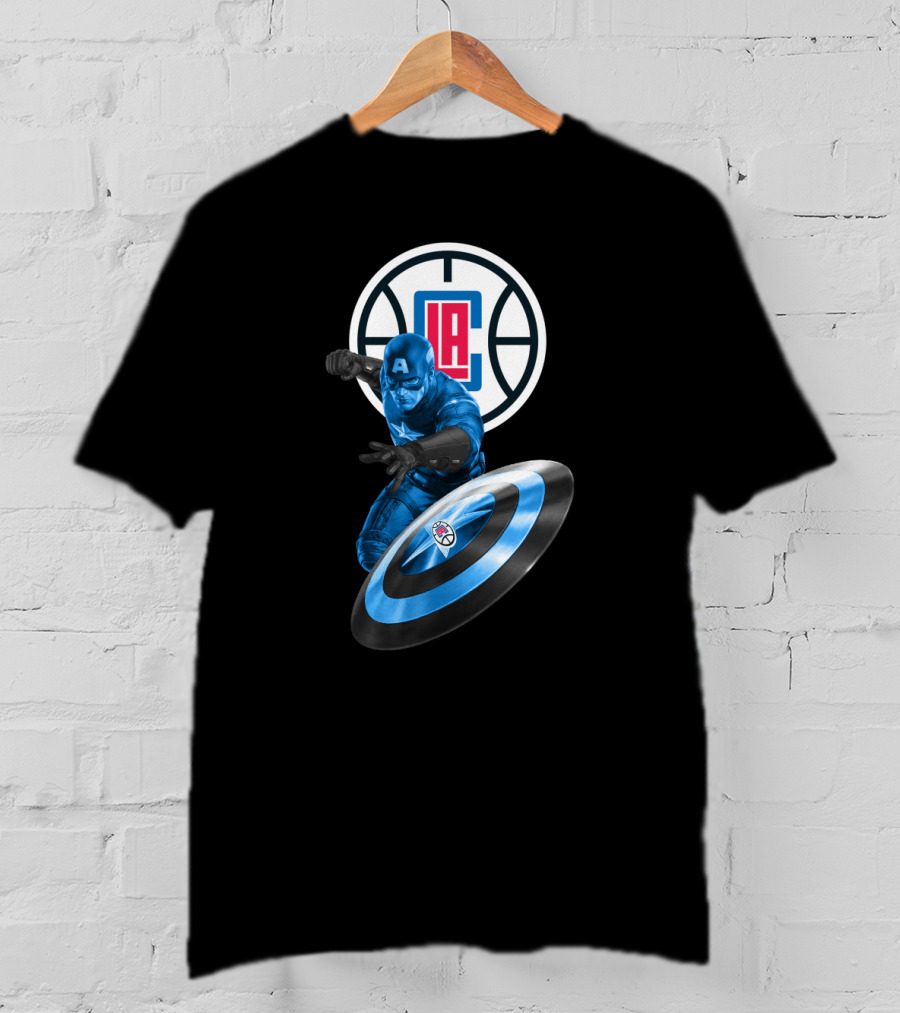La Clippers And Captain America Shield Hero Crossover T-Shirt