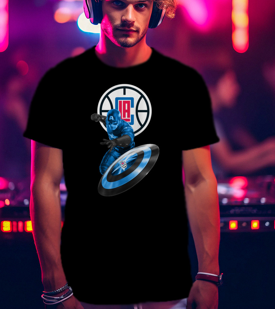 La Clippers And Captain America Shield Hero Crossover T-Shirt