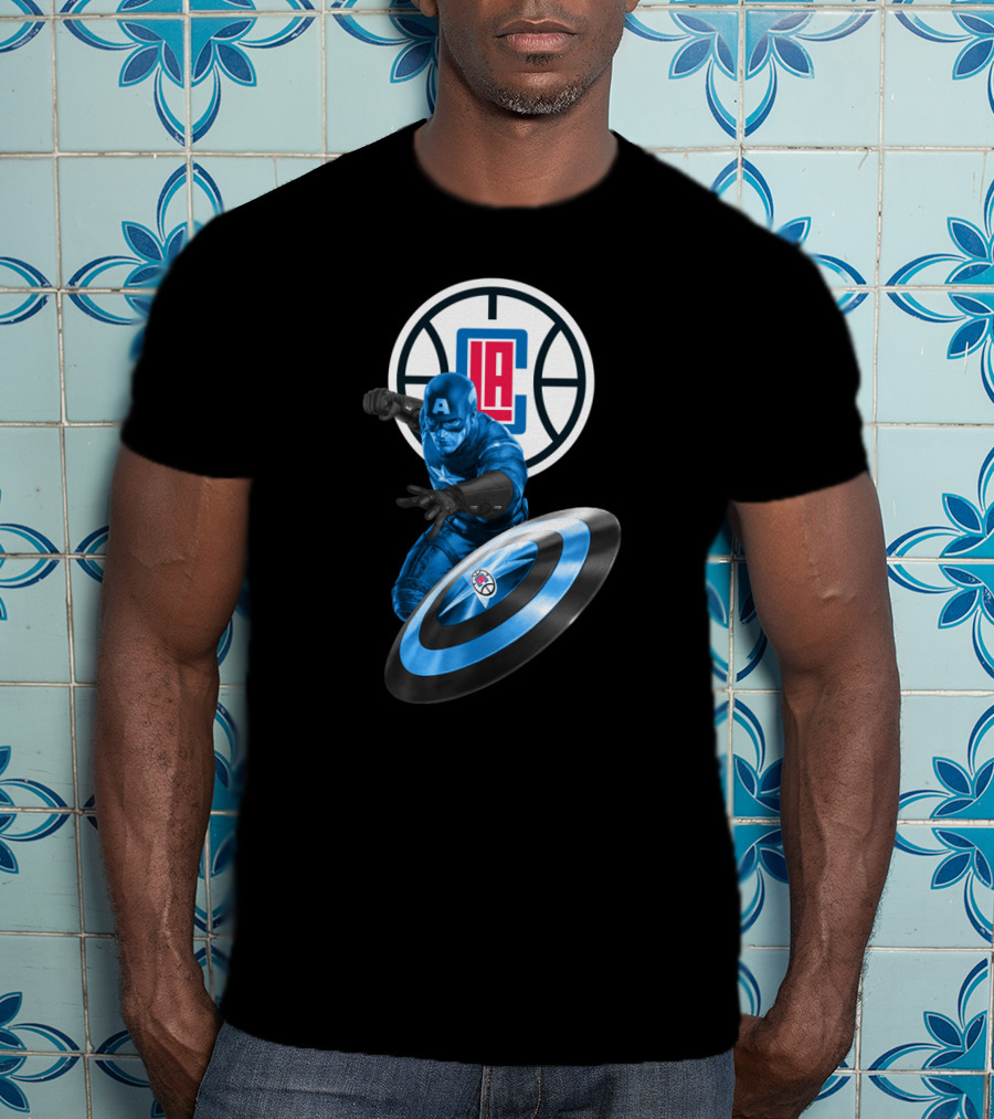 La Clippers And Captain America Shield Hero Crossover T-Shirt
