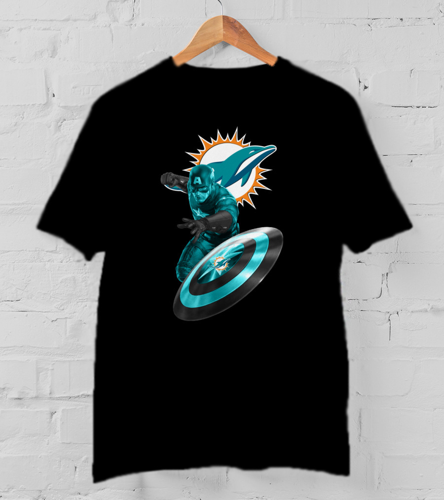 Miami Dolphins Captain America Crossover Fan Merchandise T-Shirt