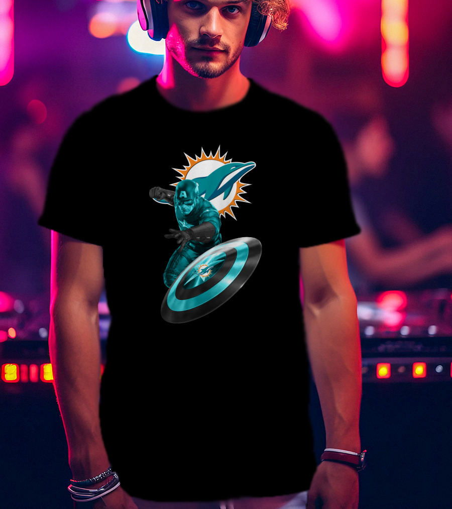 Miami Dolphins Captain America Crossover Fan Merchandise T-Shirt