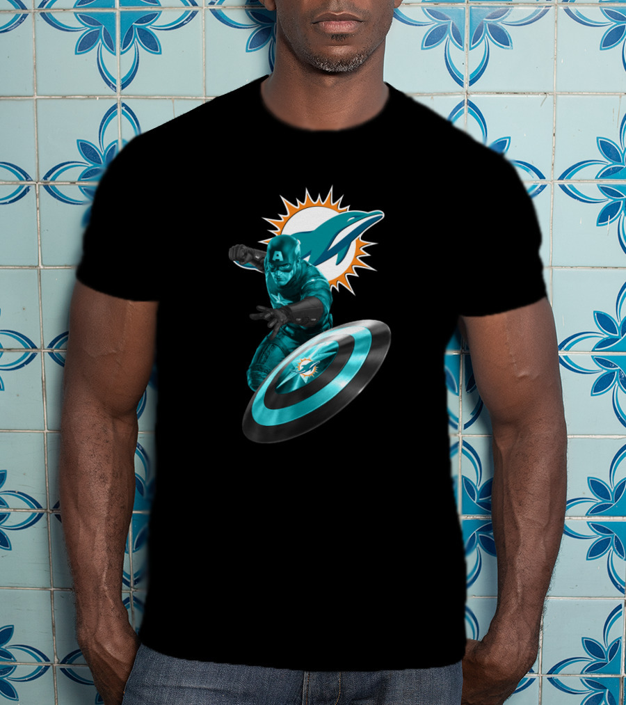 Miami Dolphins Captain America Crossover Fan Merchandise T-Shirt