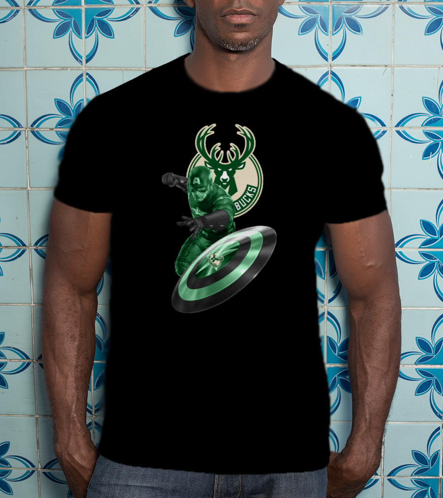 Milwaukee Bucks Captain America Collaboration T-Shirt