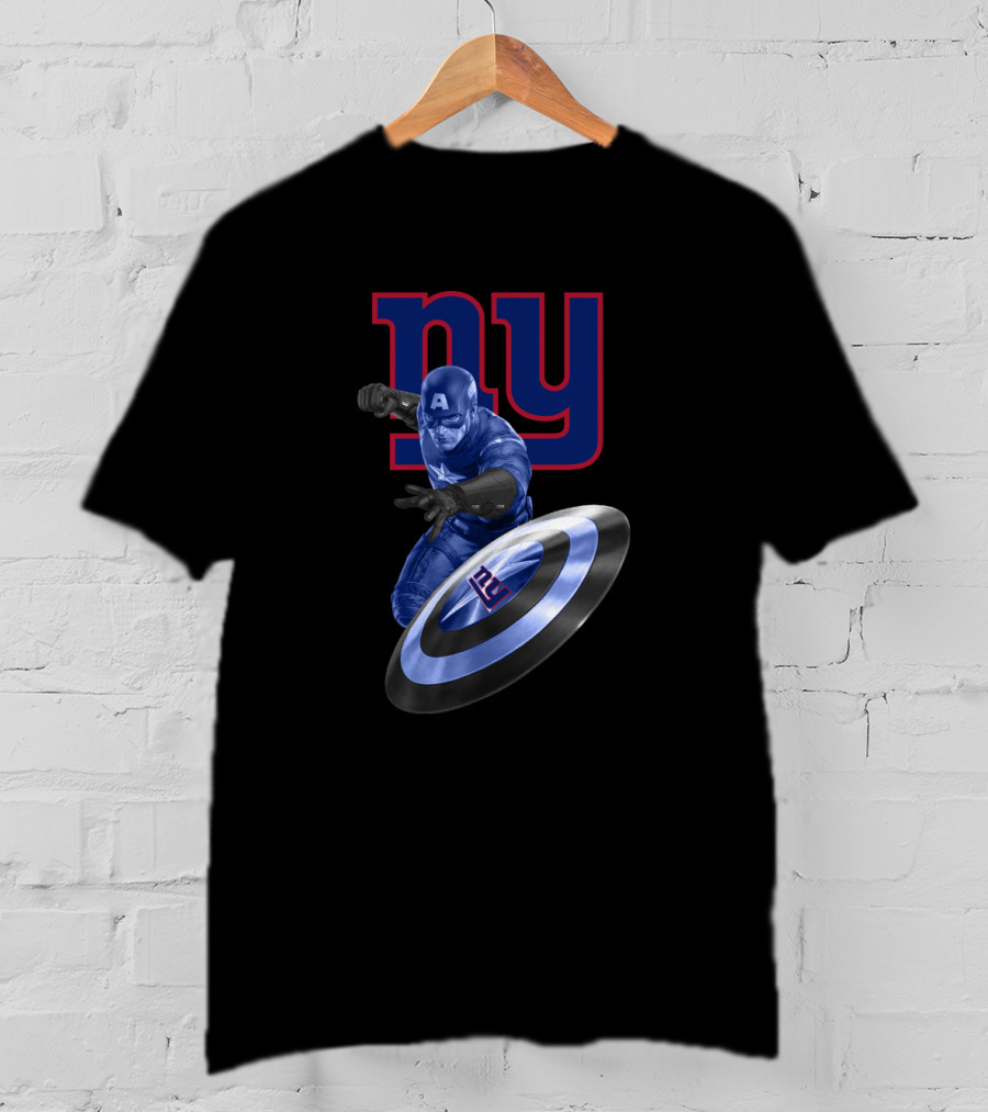 New York Giants Fans Captain America Shield Logo T-Shirt