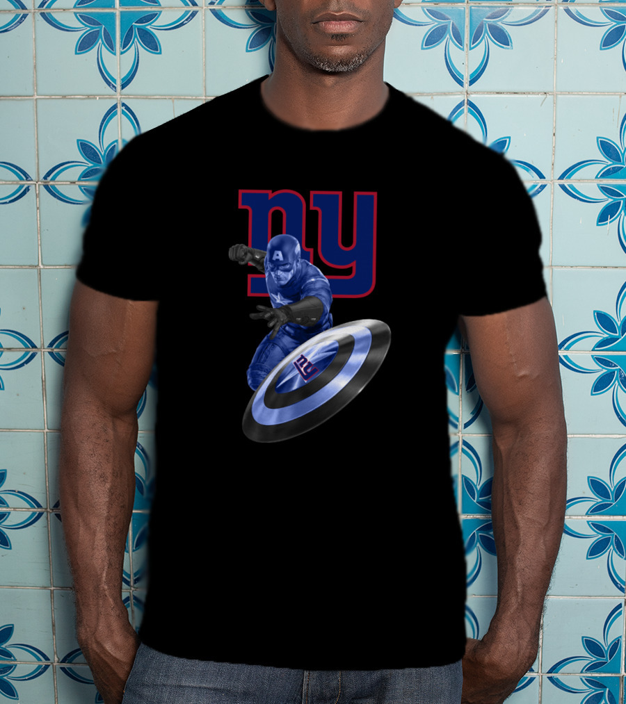 New York Giants Fans Captain America Shield Logo T-Shirt