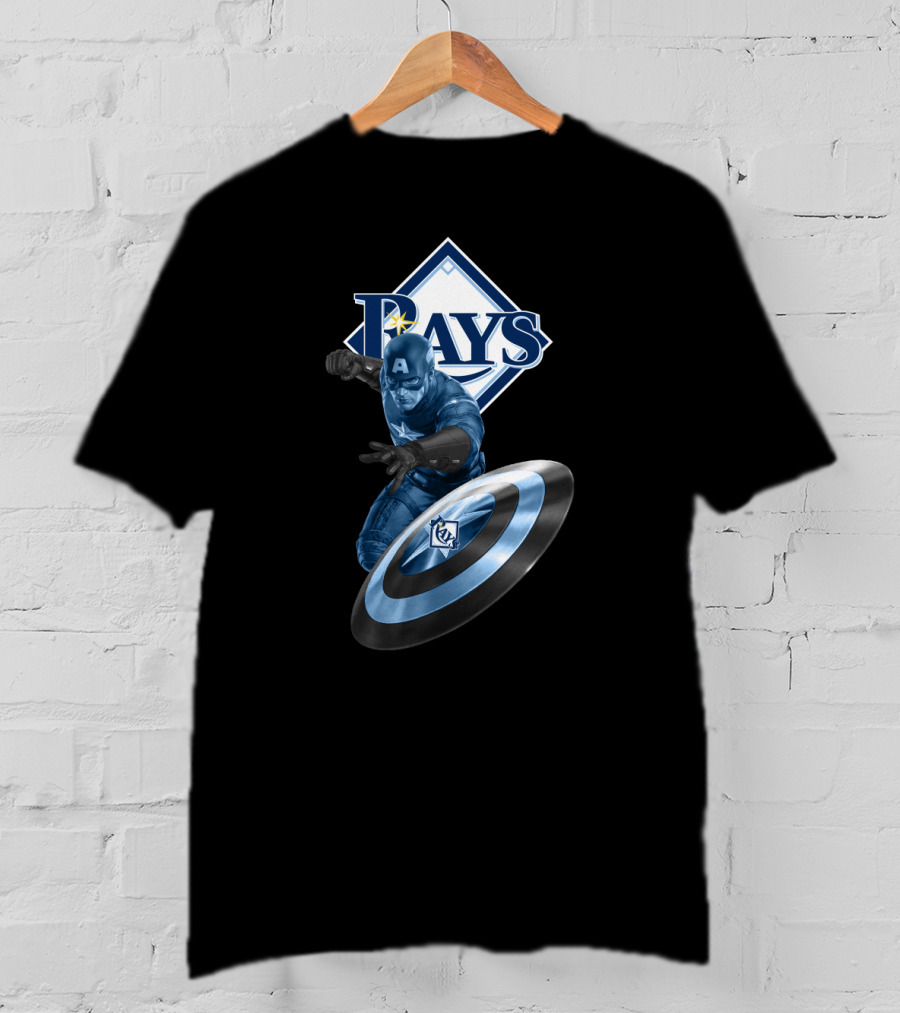 Tampa Bay Rays Marvel Captain America Collaboration With Shield T-Shirt