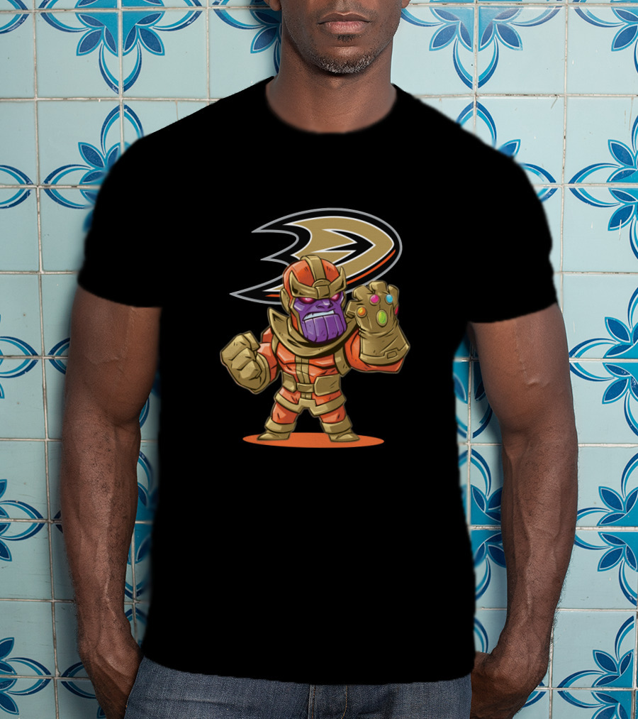 Thanos Anaheim Ducks Avengers Infinity Gauntlet Cartoon Style Character T-Shirt
