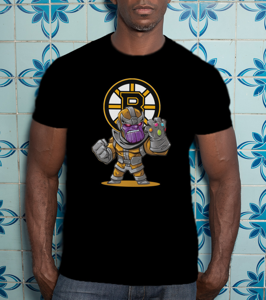 Thanos Boston Bruins Fans Infinity Gauntlet Crossover T-Shirt