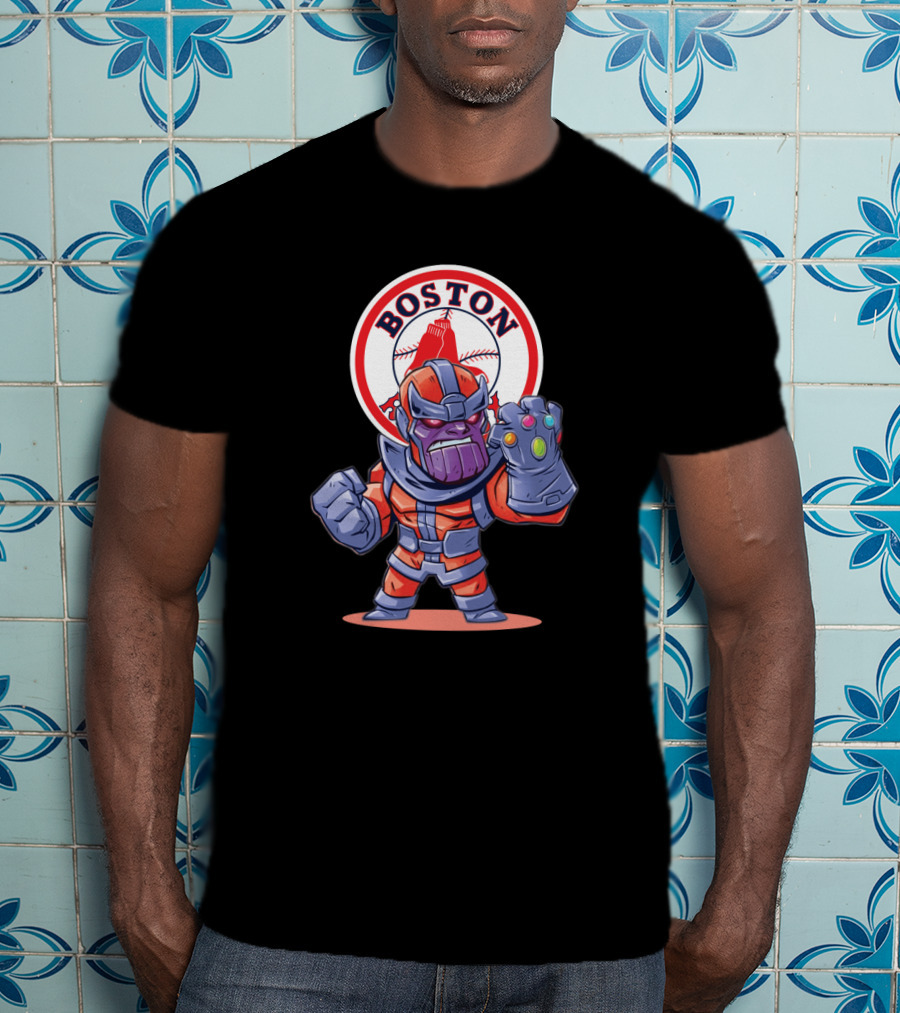 Thanos Boston Red Sox Infinity Gauntlet Mashup T-Shirt