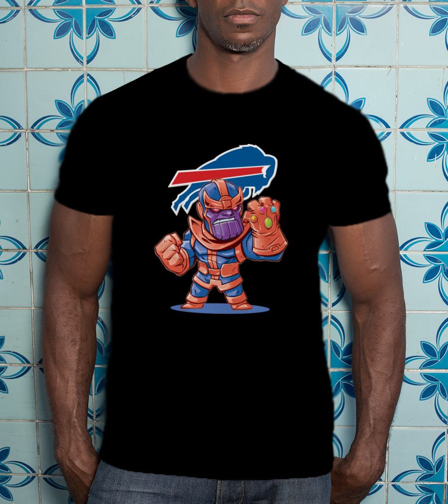 Thanos With Buffalo Bills Logo Fandom Fusion T-Shirt