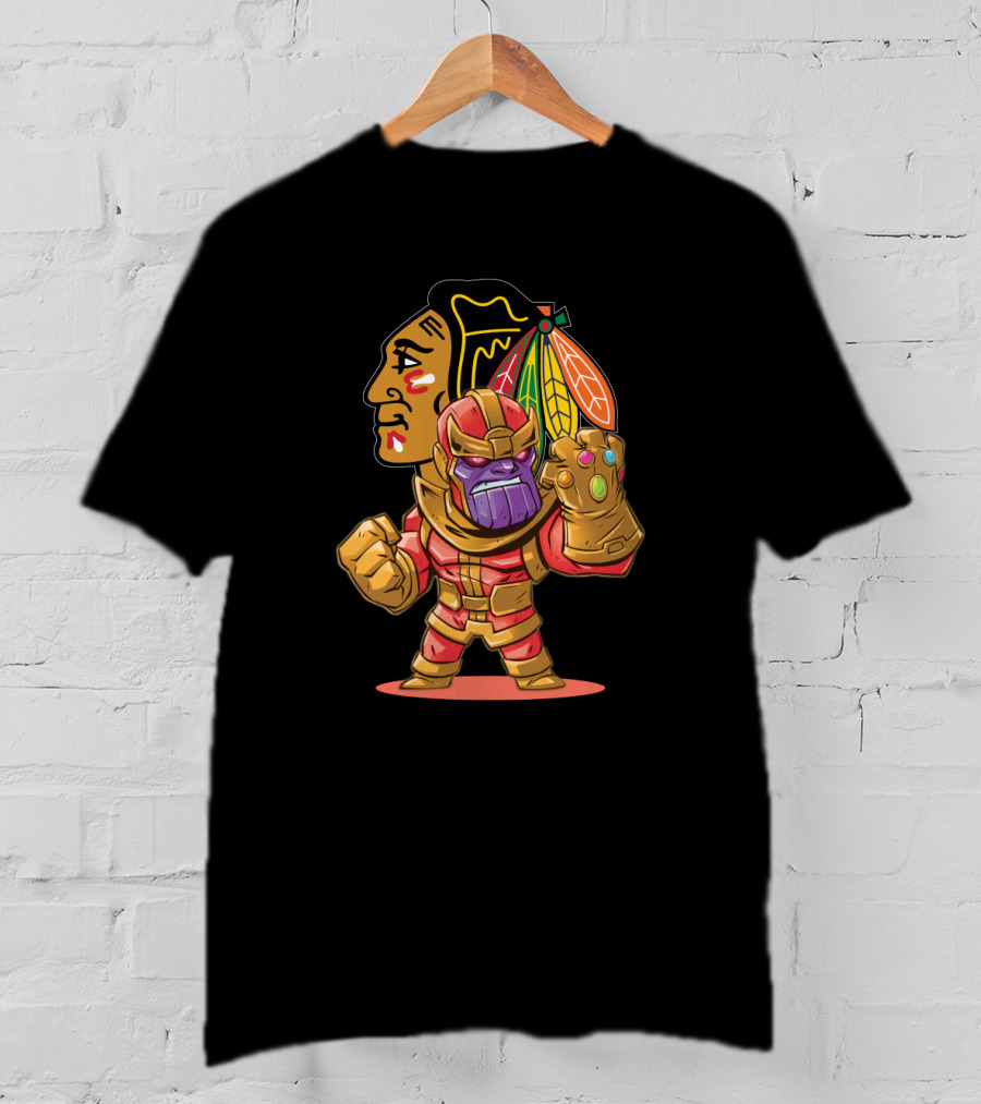 Thanos Chicago Blackhawks Fans Crossover Mashup T-Shirt