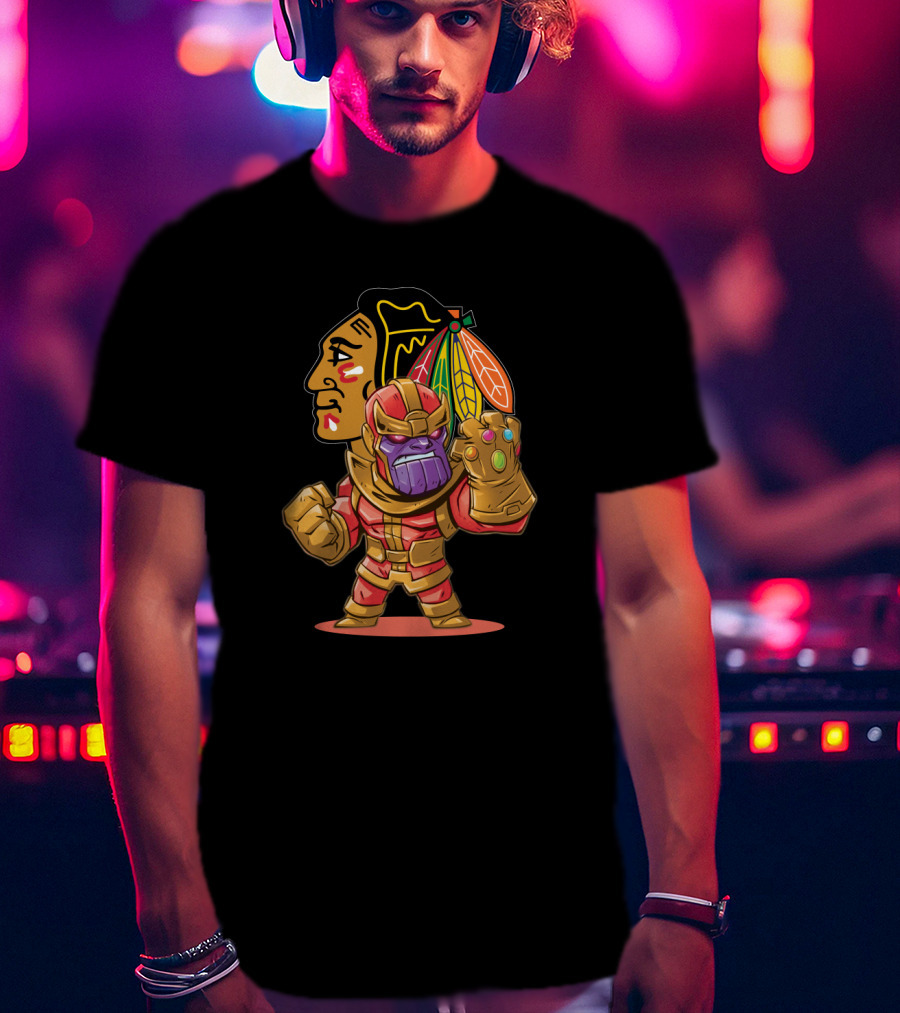 Thanos Chicago Blackhawks Fans Crossover Mashup T-Shirt