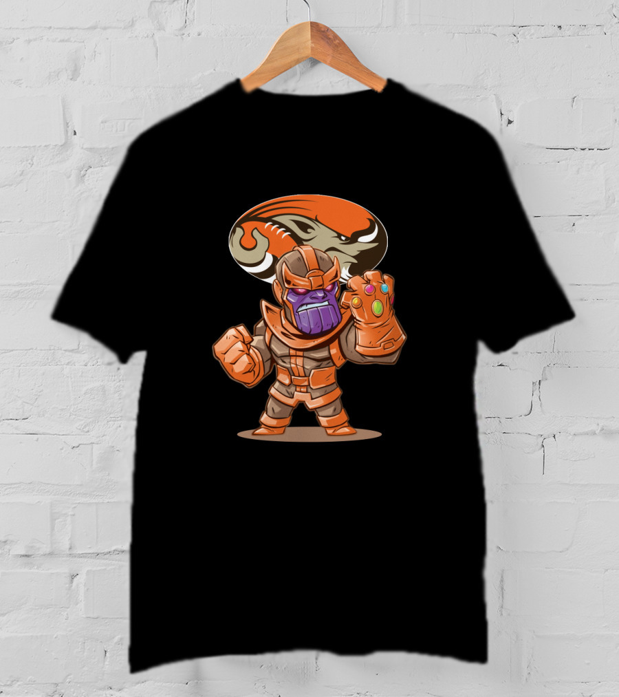 Thanos Infinity Gauntlet Cleveland Browns Fan Crossover T-Shirt