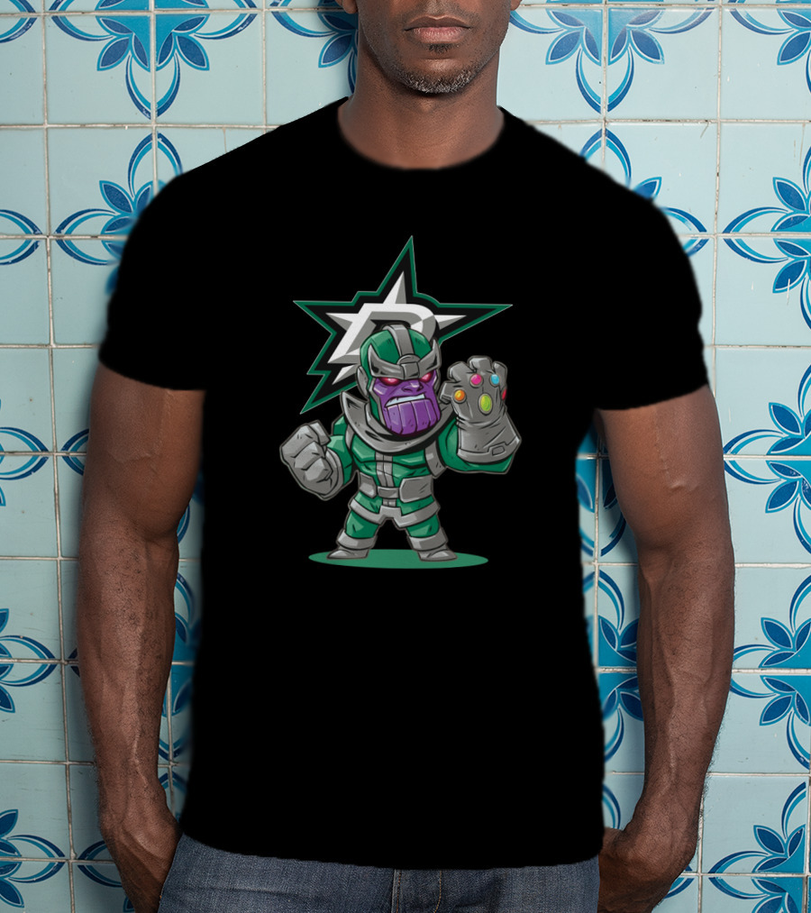 Thanos In Dallas Stars Colors With Infinity Gauntlet T-Shirt