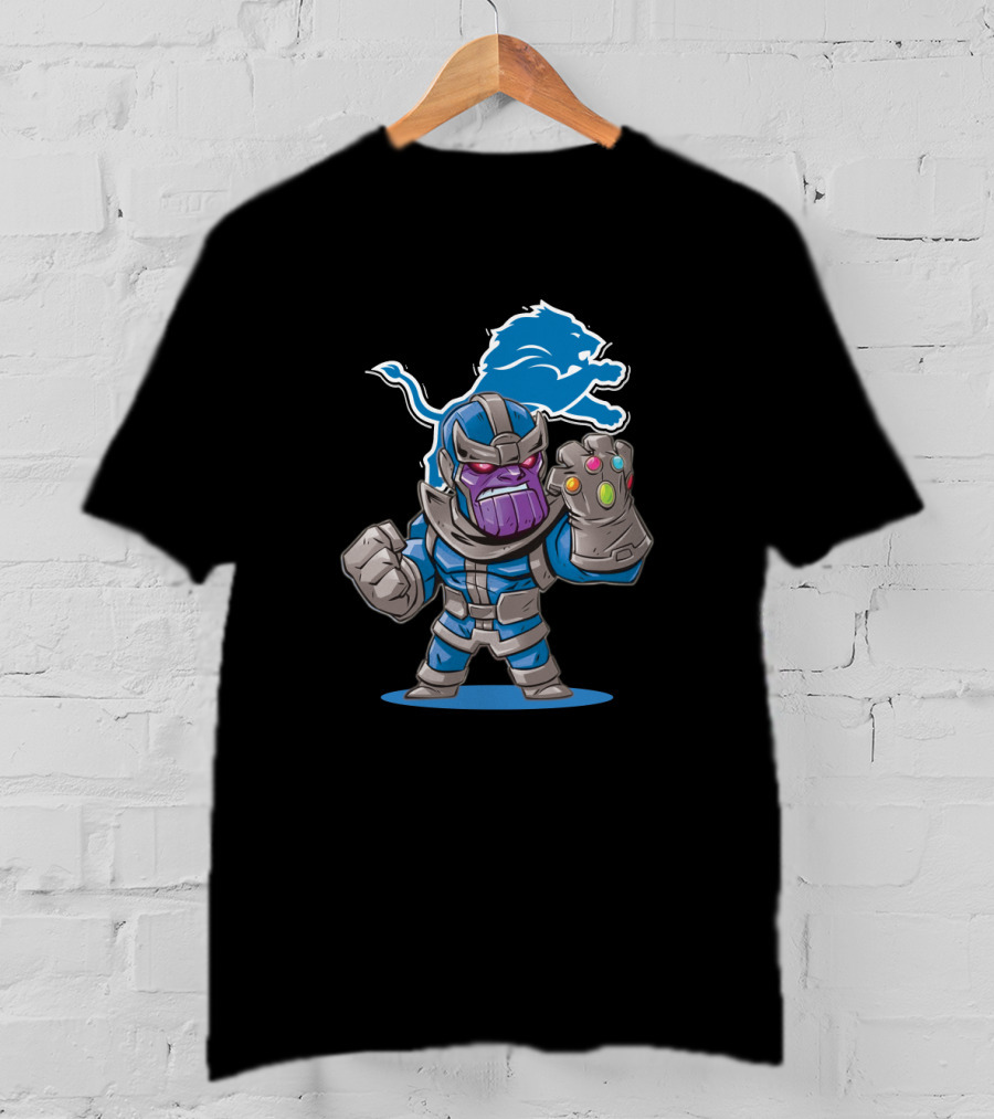 Thanos Detroit Lions Fans Mashup With Infinity Gauntlet T-Shirt