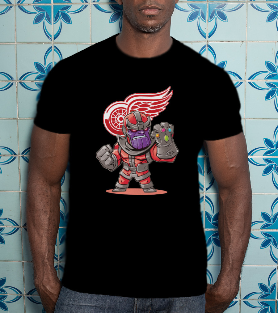 Thanos Red Wings Mashup With Infinity Gauntlet And Iconic Winged Wheel T-Shirt