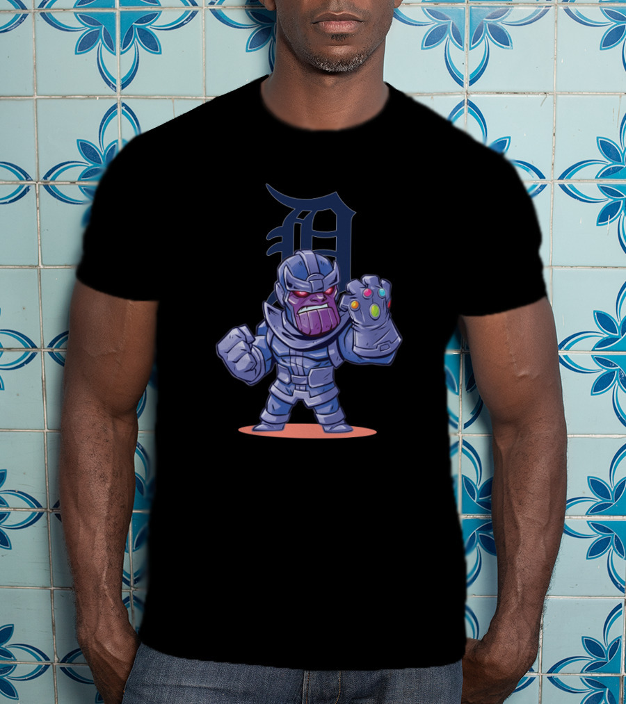 Thanos Gauntlet Pose With Detroit Tigers T-Shirt