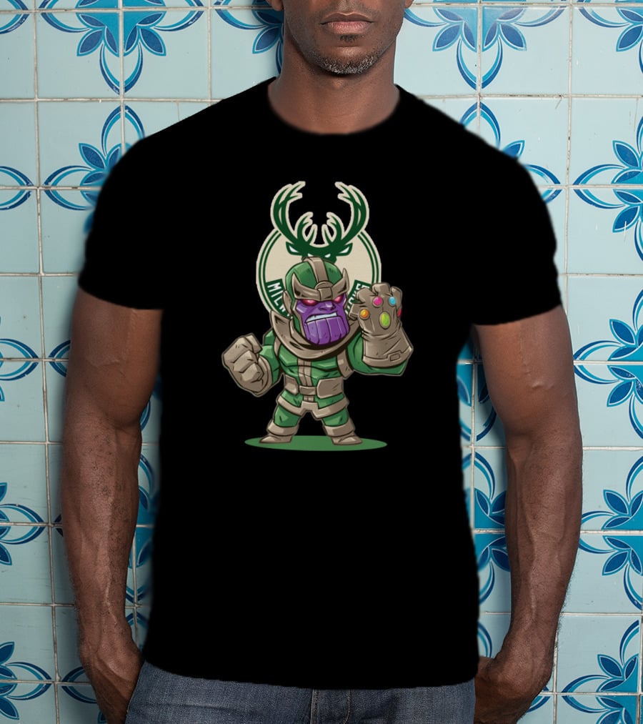 Thanos Milwaukee Bucks Crossover Fans Infinity Gauntlet T-Shirt