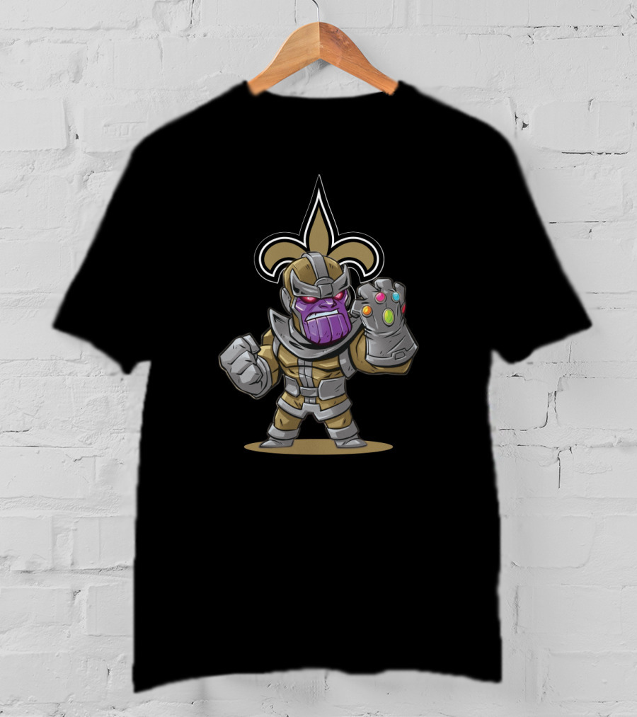 Thanos New Orleans Saints Fans Infinity Gauntlet Fleur-De-Lis T-Shirt